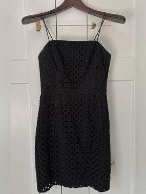 Banana Republic Black Strapless Eyelet Dress